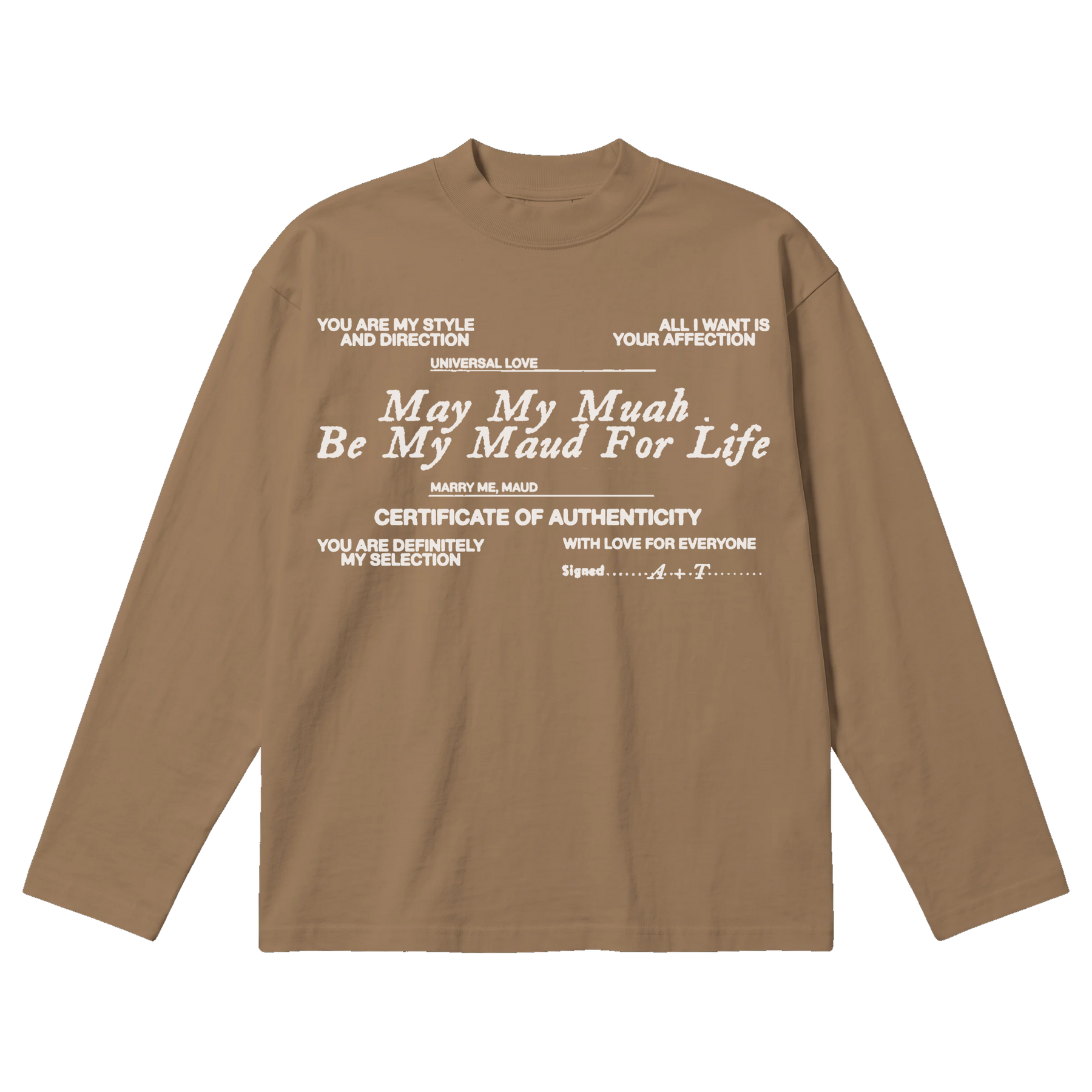 Pull Together Baggy L/S Tee - Latte - Front