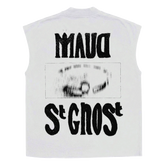 St Ghost Sleeveless Tee - White - Back