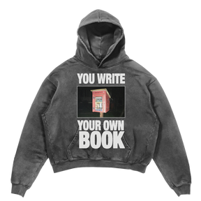 Library Hoodie in grey — YOU WRITE YOUR OWN BOOK little free library graphic