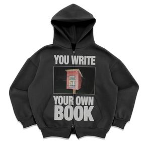Library Zip Up in grey — YOU WRITE YOUR OWN BOOK little free library graphic