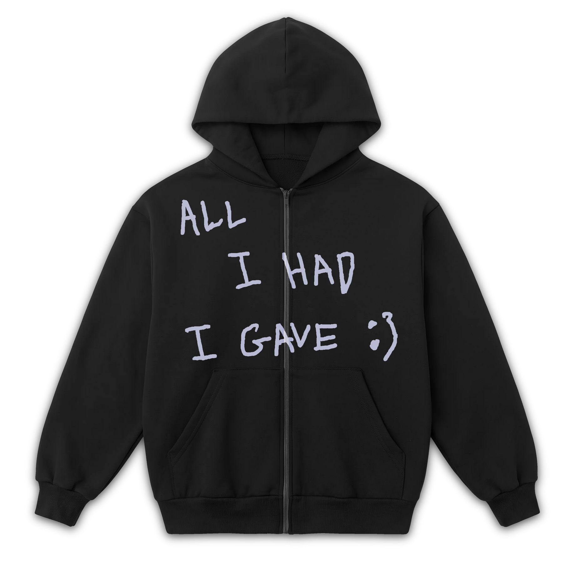 Be Happy Zip Up - Black - Front