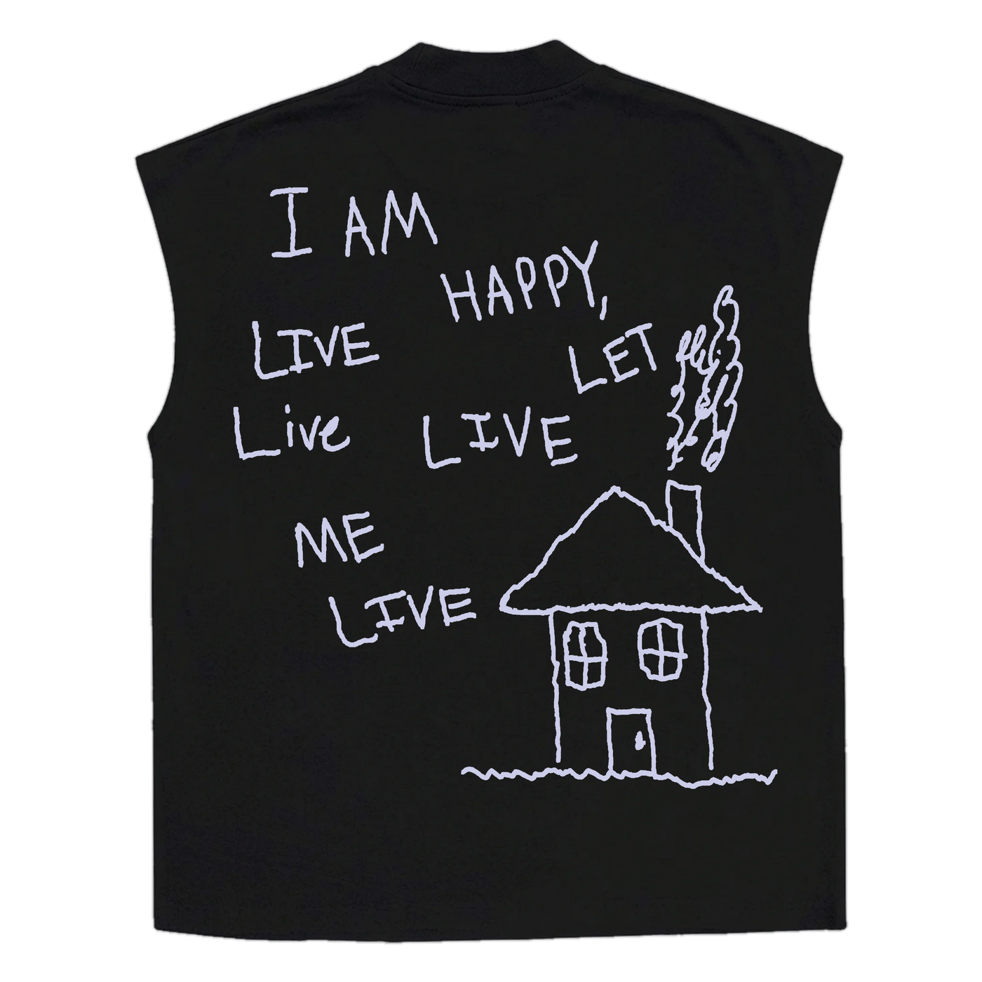 Be Happy Sleeveless Tee - Black - Back