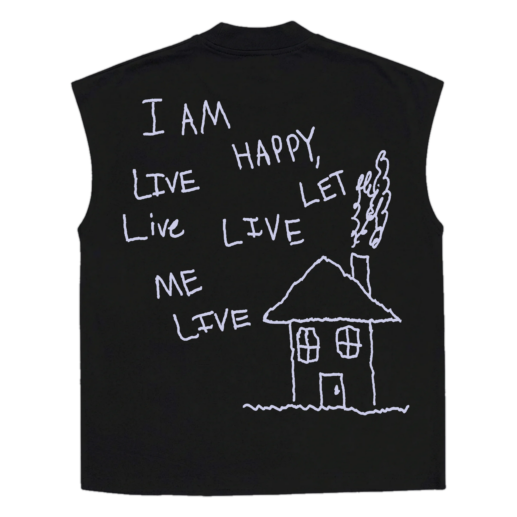 Be Happy Sleeveless Tee - Black - Back