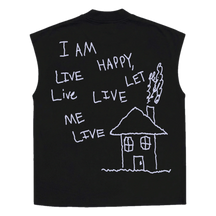 Be Happy Sleeveless Tee - Black - Back