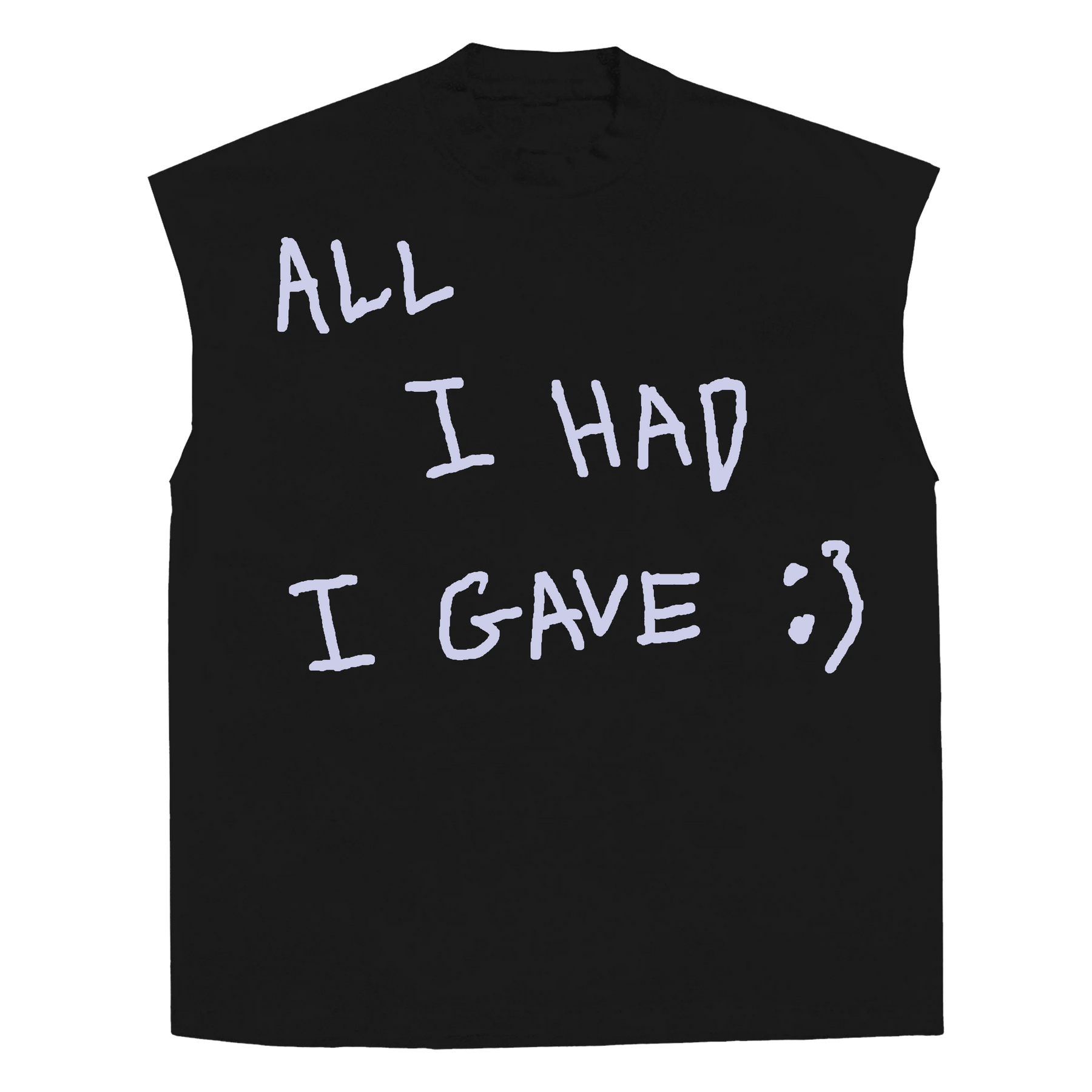Be Happy Sleeveless Tee - Black - Front