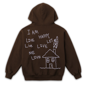 Be Happy Zip Up - Brown - Back