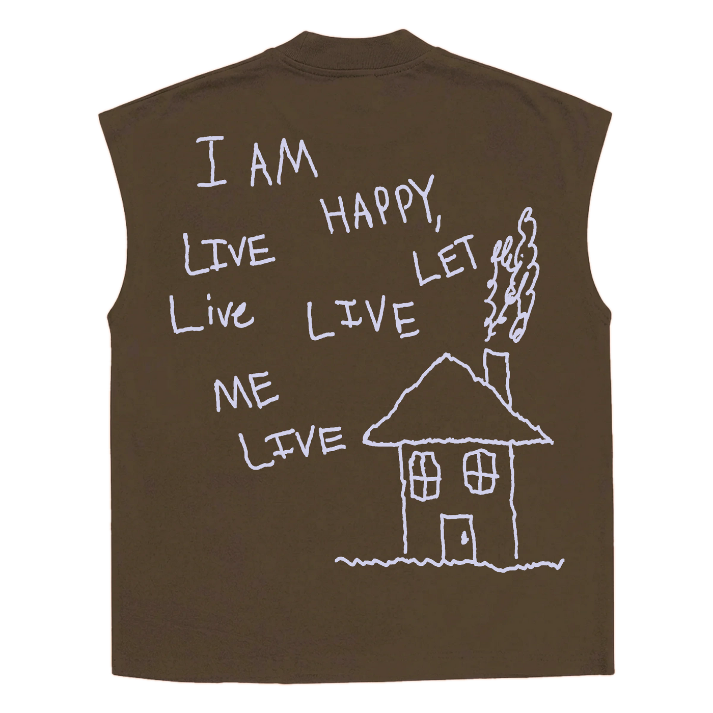 Be Happy Sleeveless Tee - Brown - Back