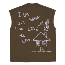 Be Happy Sleeveless Tee - Brown - Back