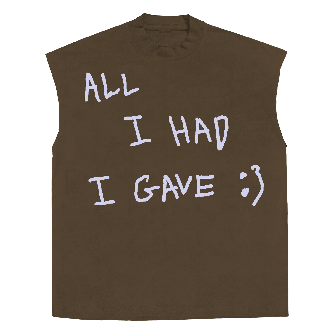 Be Happy Sleeveless Tee - Brown - Front
