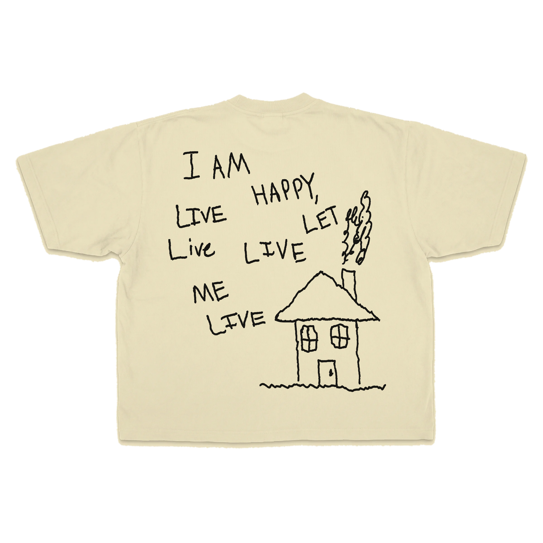 Be Happy Drop Tee - Cream - Back