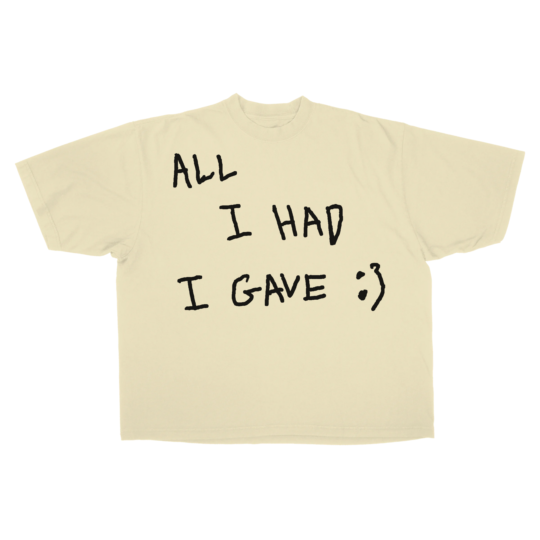 Be Happy Drop Tee - Cream - Front