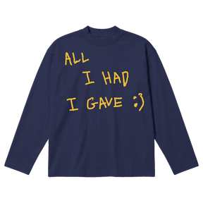 Be Happy Baggy L/S Tee - Blue - Front