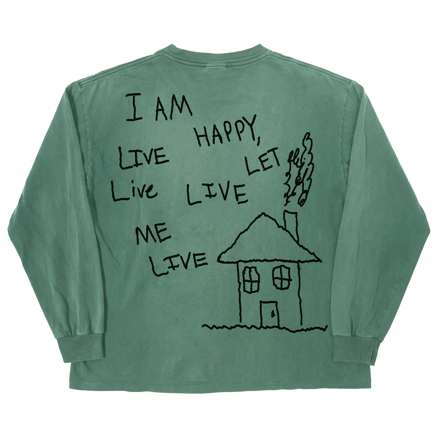 Be Happy L/S Tee - Green - Back