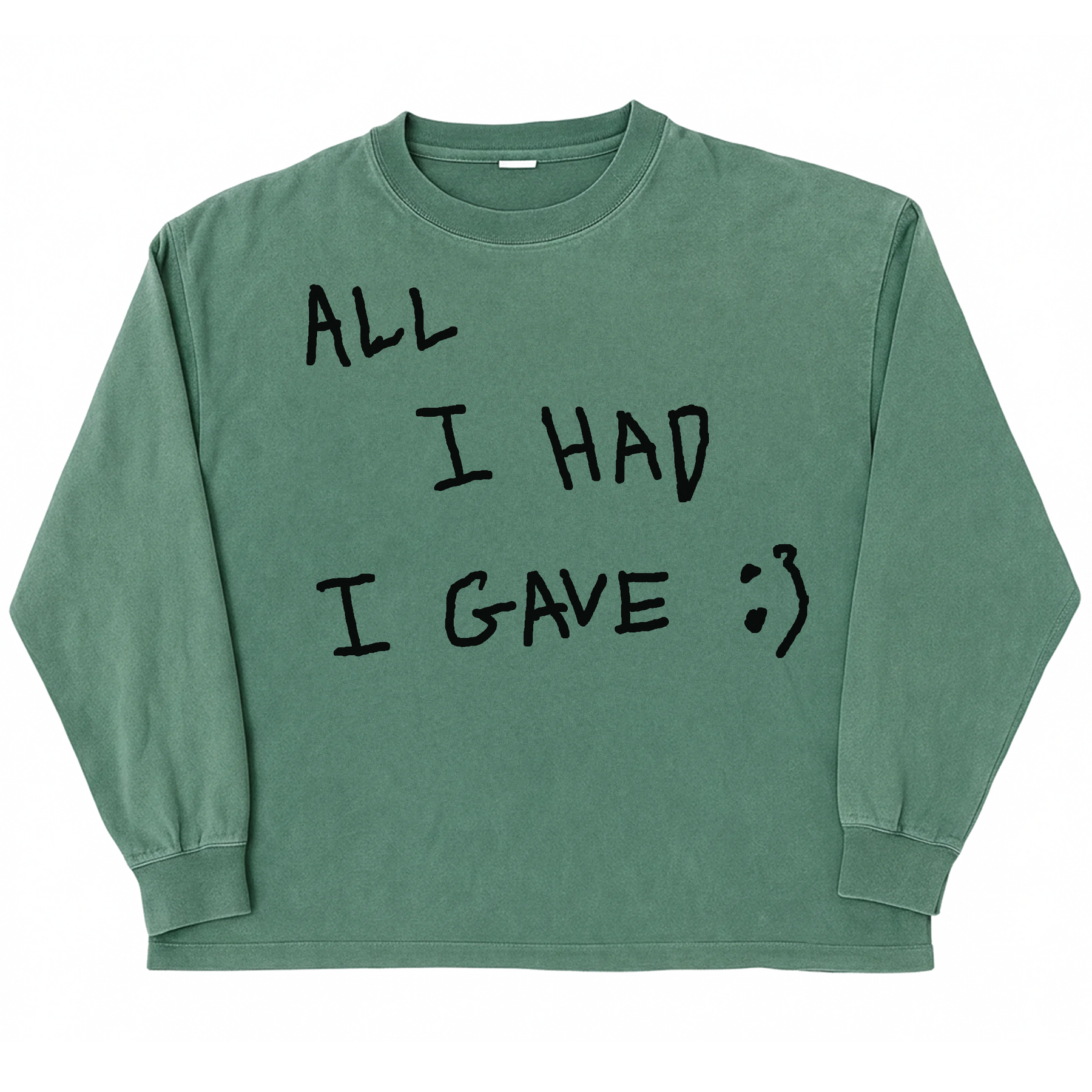 Be Happy L/S Tee - Green - Front