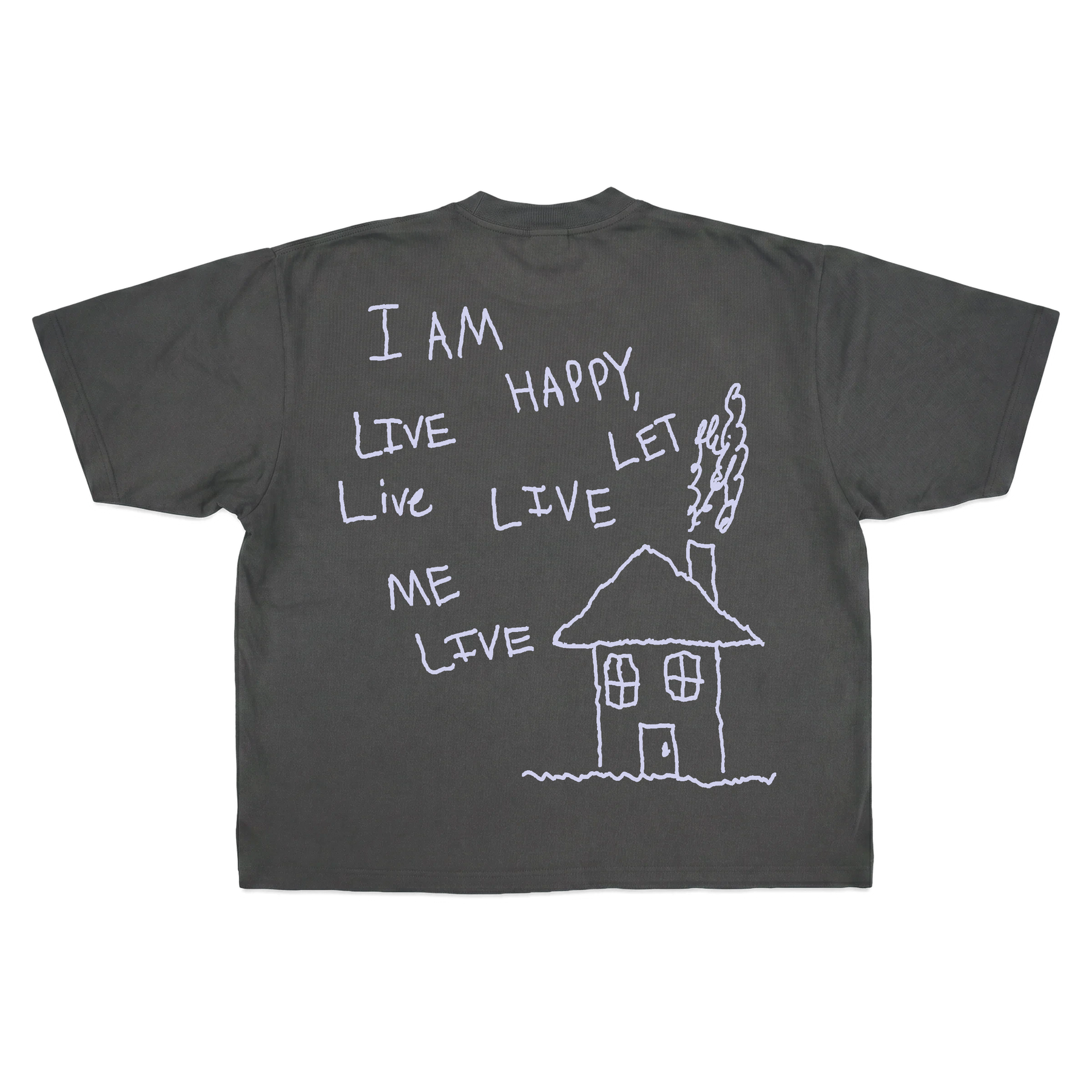 Be Happy Drop Tee - Grey - Back