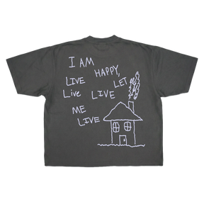 Be Happy Drop Tee - Grey - Back