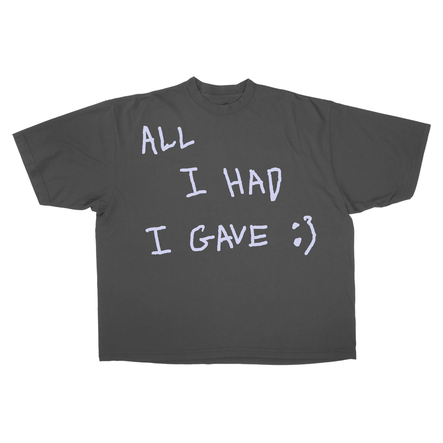 Be Happy Drop Tee - Grey - Front