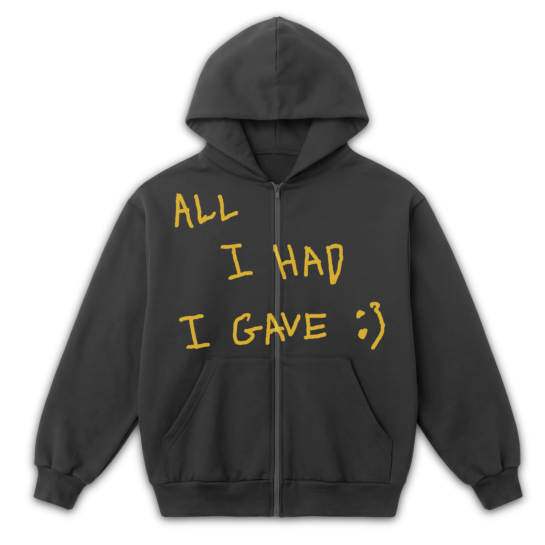 Be Happy Zip Up - Grey - Front
