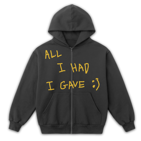 Be Happy Zip Up - Grey - Front
