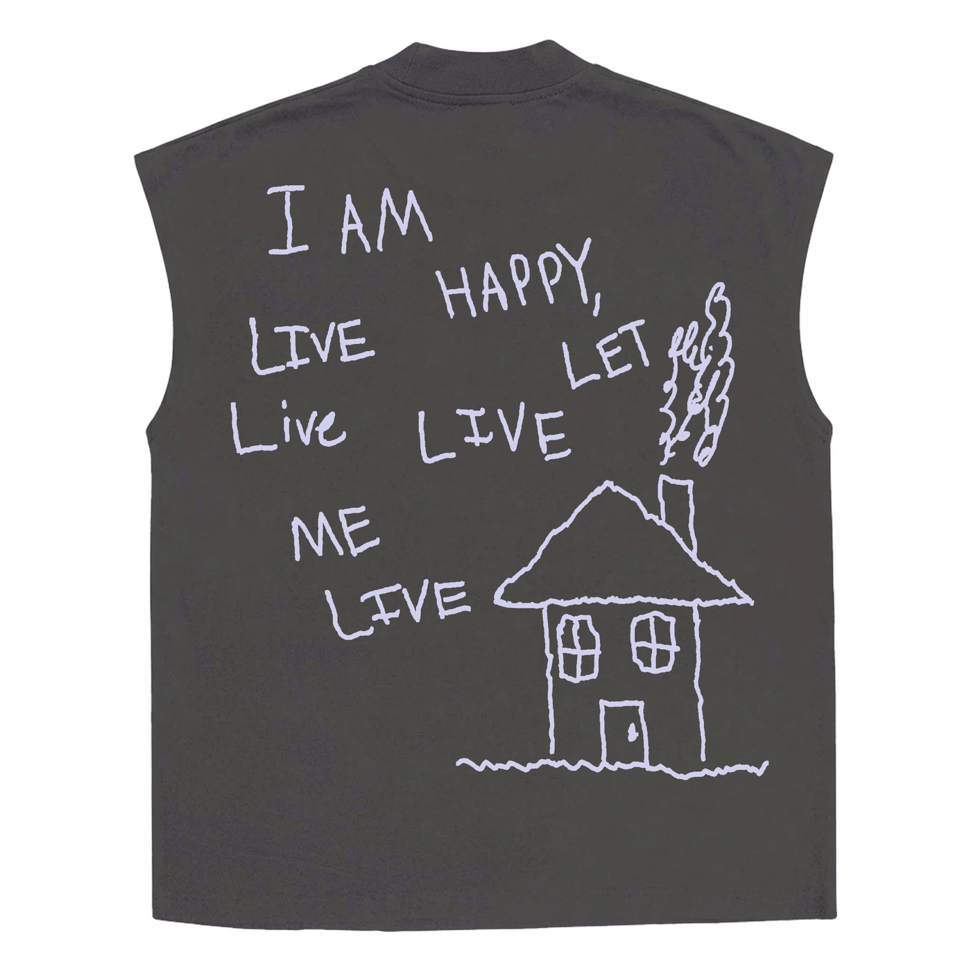 Be Happy Sleeveless Tee - Grey - Back