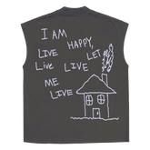 Be Happy Sleeveless Tee - Grey - Back