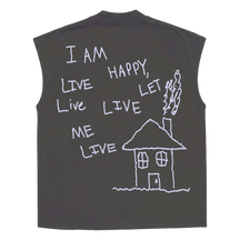 Be Happy Sleeveless Tee - Grey - Back