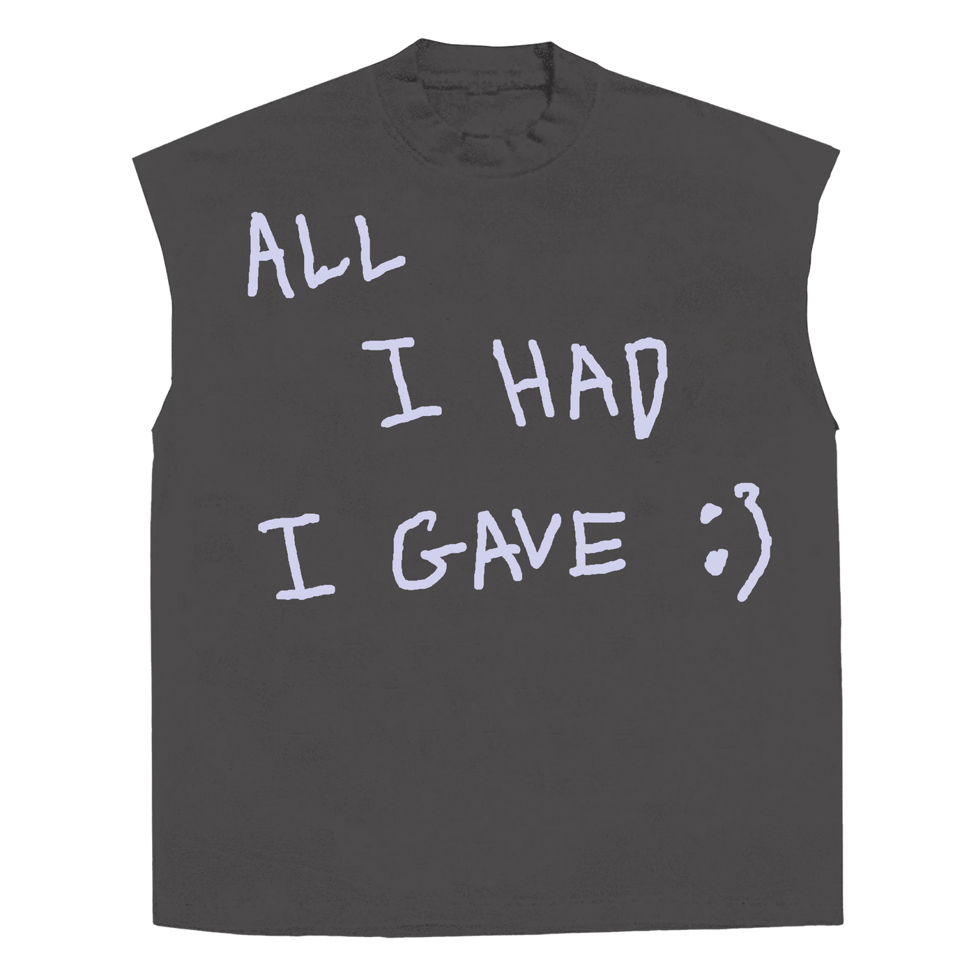 Be Happy Sleeveless Tee - Grey - Front