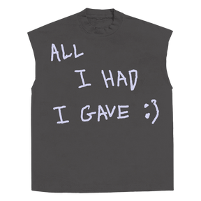 Be Happy Sleeveless Tee - Grey - Front