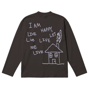 Be Happy Baggy L/S Tee - Off Black - Back