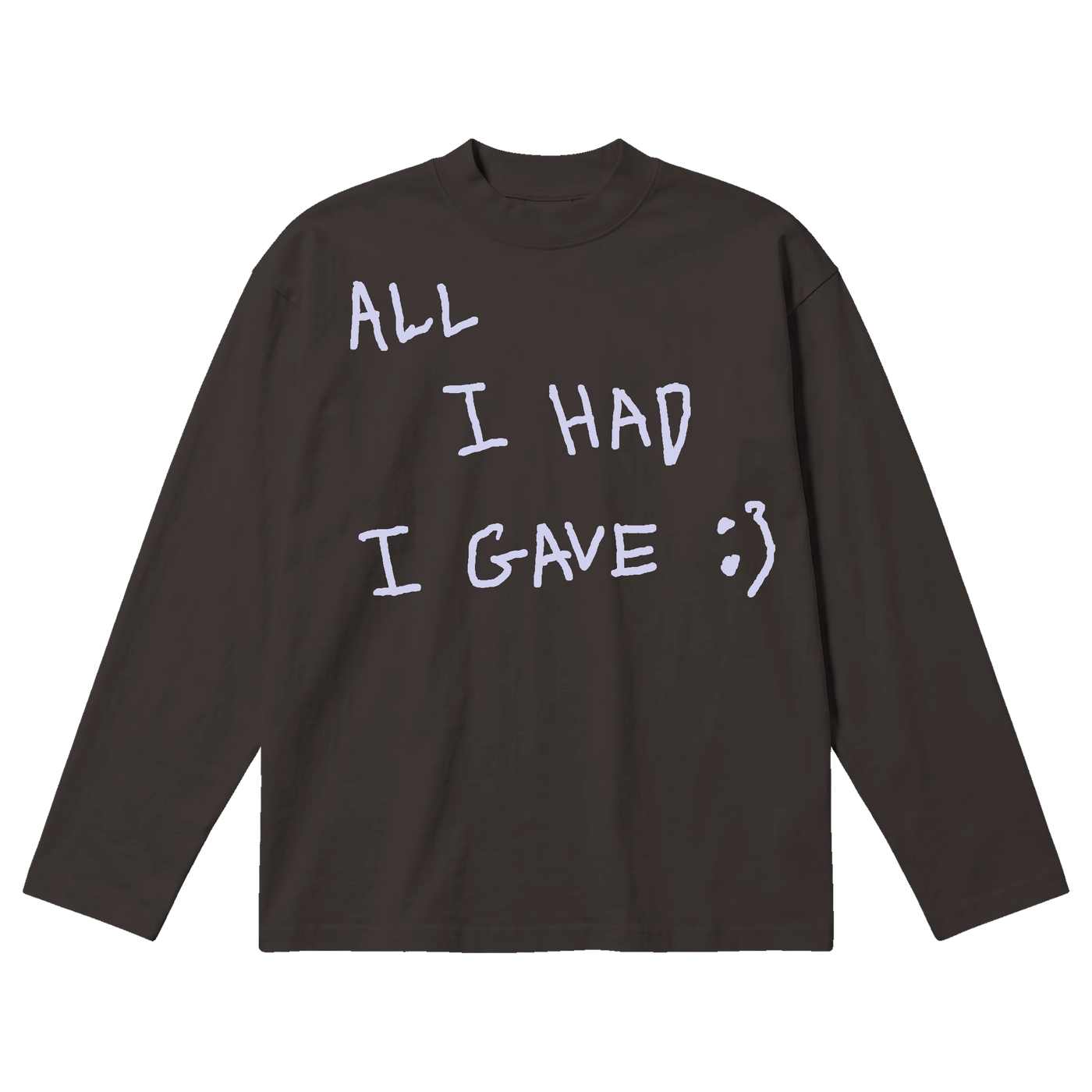 Be Happy Baggy L/S Tee - Off Black - Front