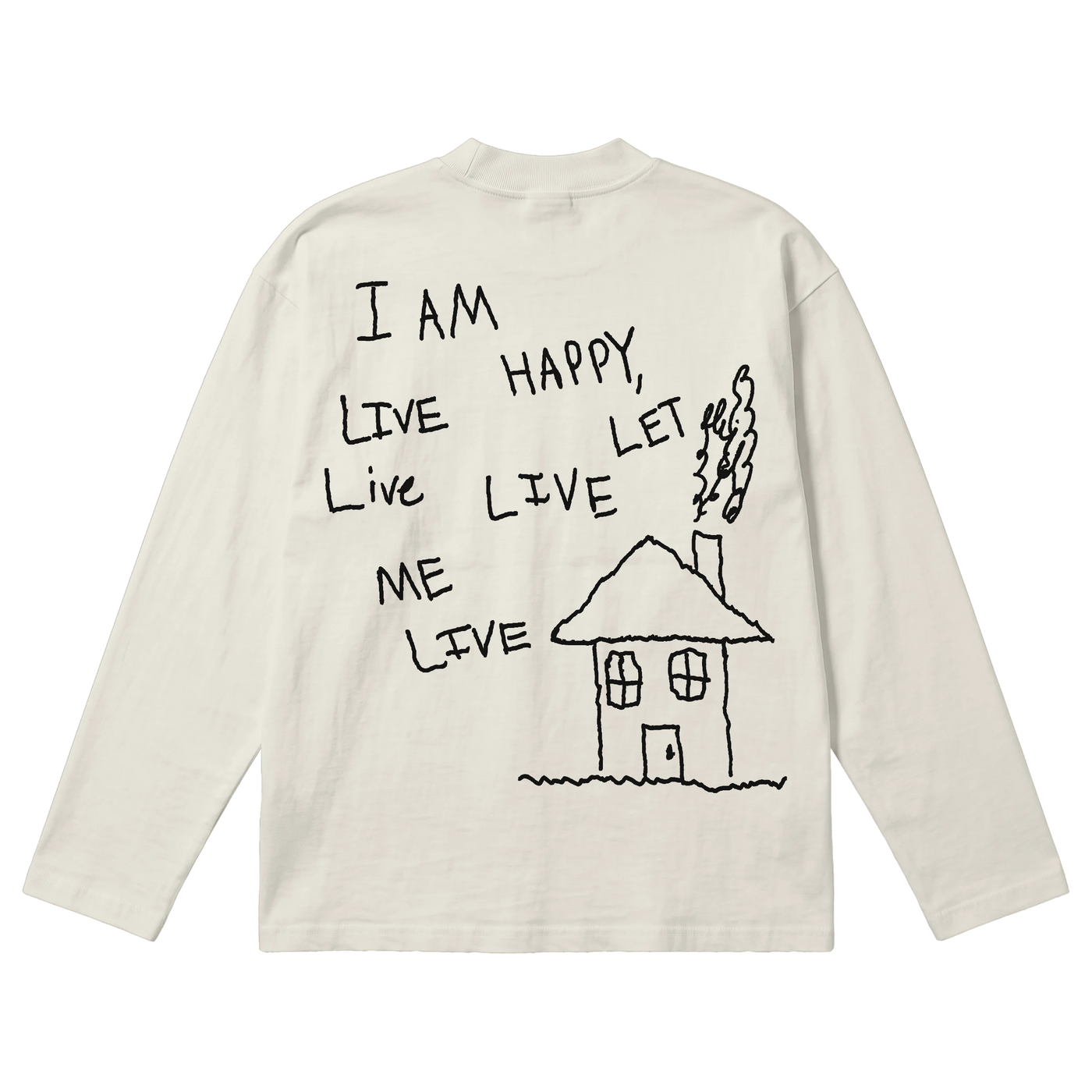 Be Happy Baggy L/S Tee - Off White - Back
