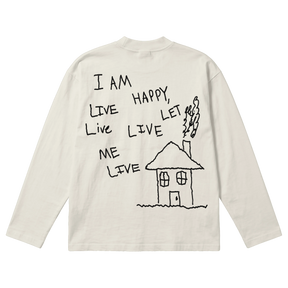 Be Happy Baggy L/S Tee - Off White - Back