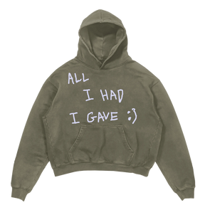 Be Happy Hoodie - Olive - Front