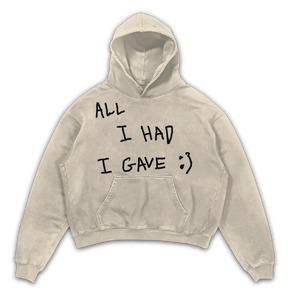 Be Happy Hoodie - Sand - Front