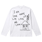 Be Happy Baggy L/S Tee - White - Back
