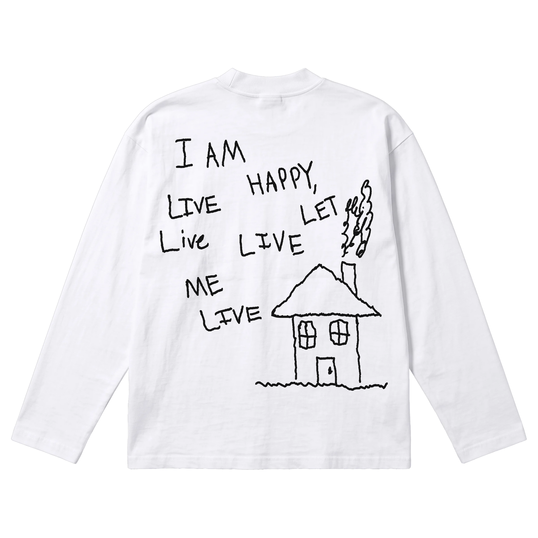 Be Happy Baggy L/S Tee - White - Back