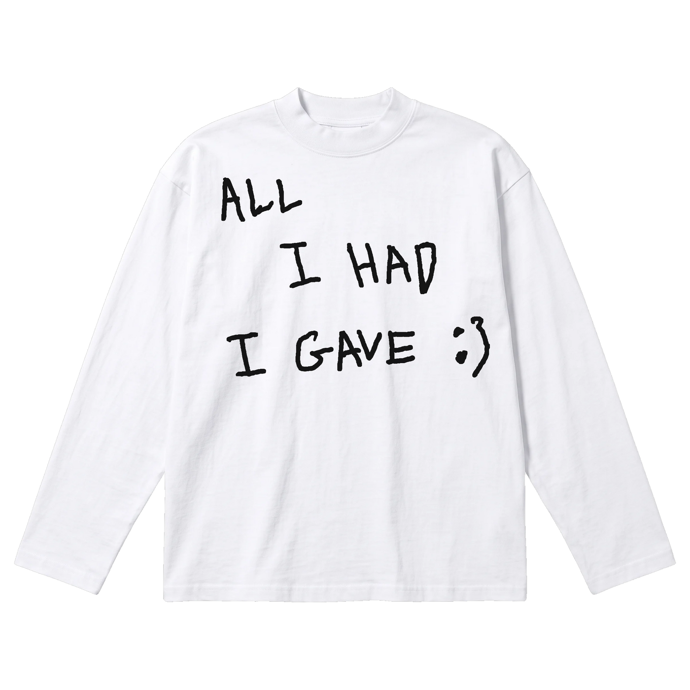 Be Happy Baggy L/S Tee - White - Front