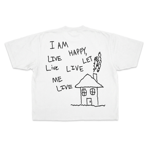 Be Happy Drop Tee - White - Back