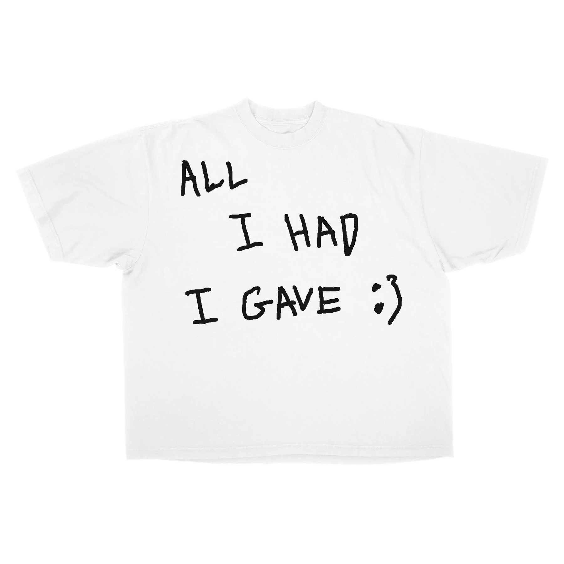 Be Happy Drop Tee - White - Front