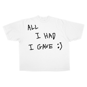 Be Happy Drop Tee - White - Front