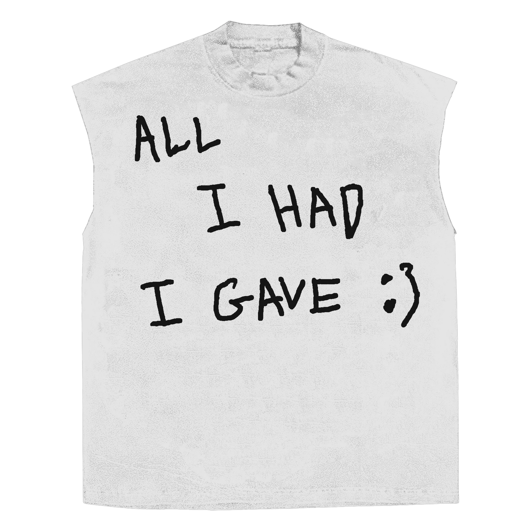 Be Happy Sleeveless Tee - White - Front