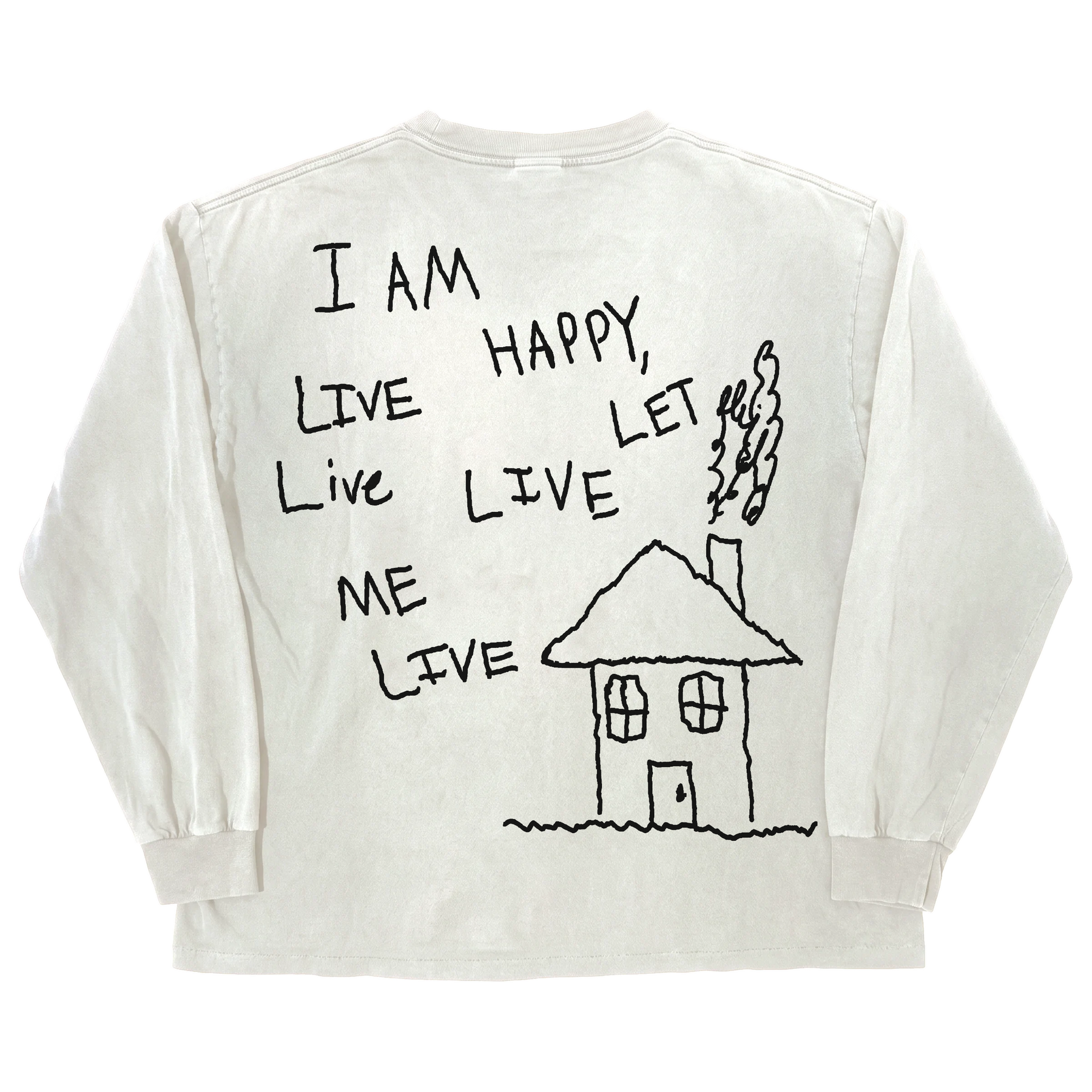 Be Happy L/S Tee - White - Back