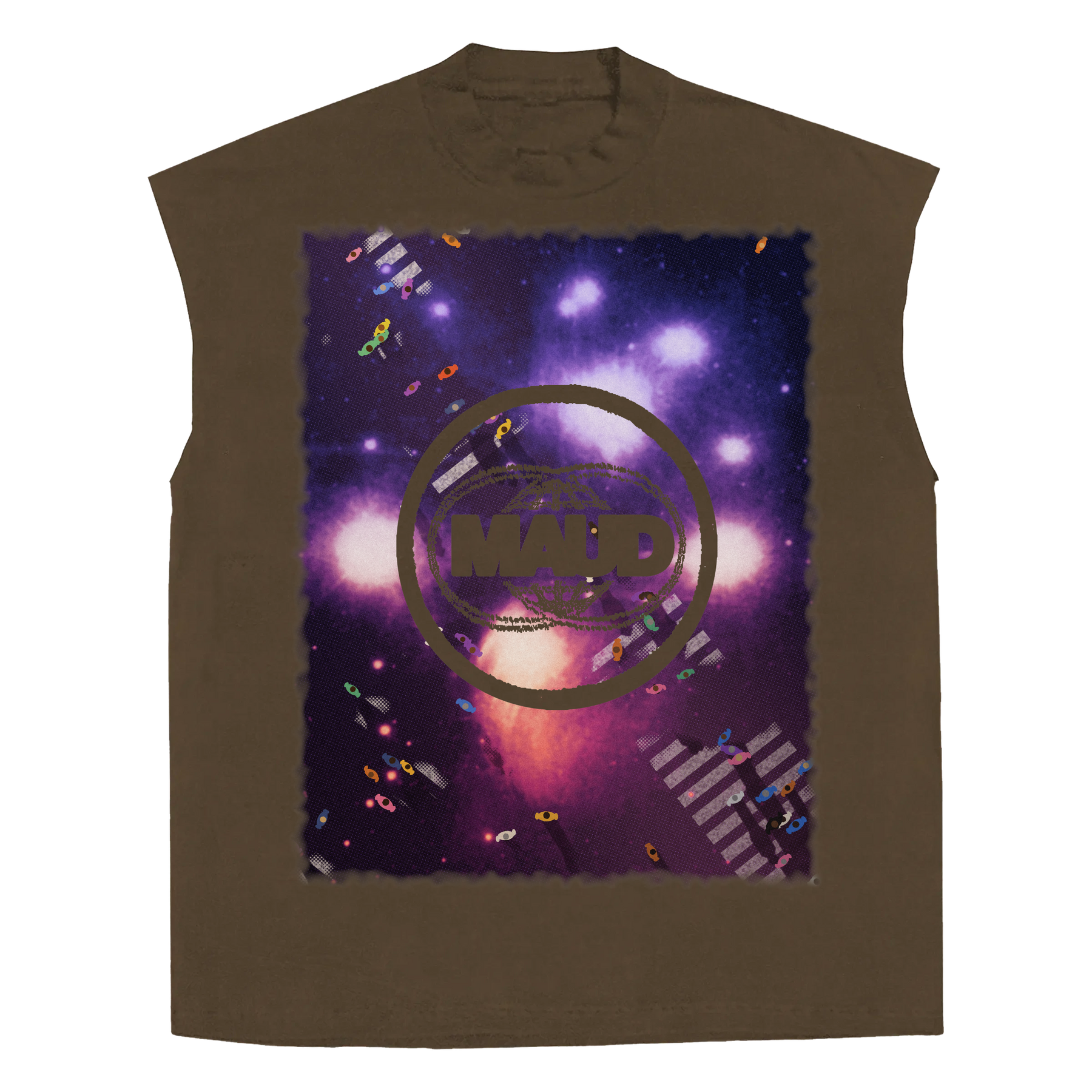 Night Shift Sleeveless Tee - Brown - Front