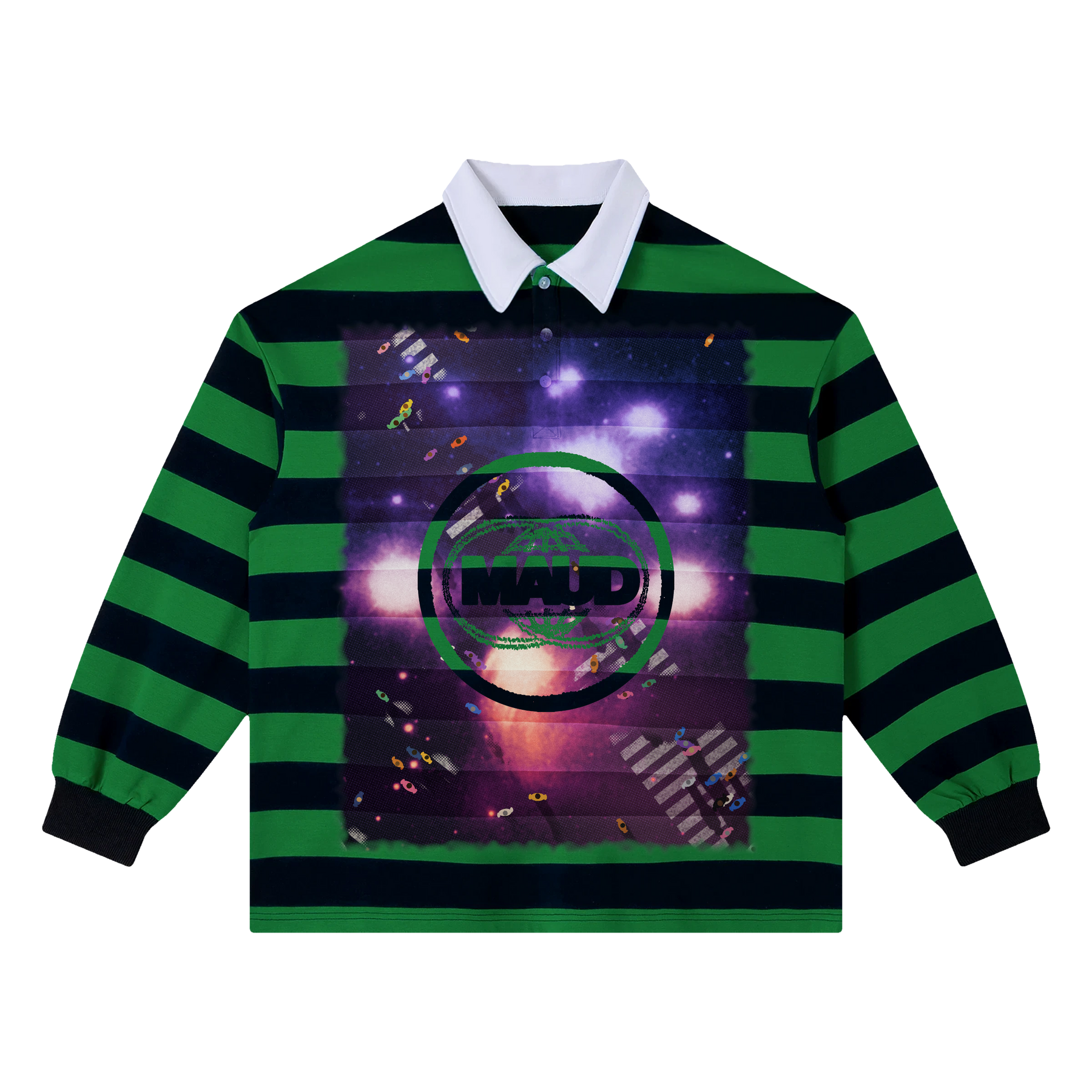 Night Shift Stripe Polo - Green - Front