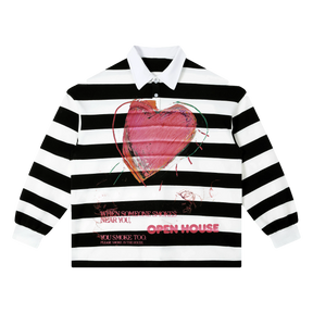 Open House Stripe Polo - Black - Front