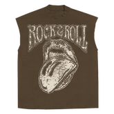 Rock & Roll Sleeveless Tee - Brown - Front