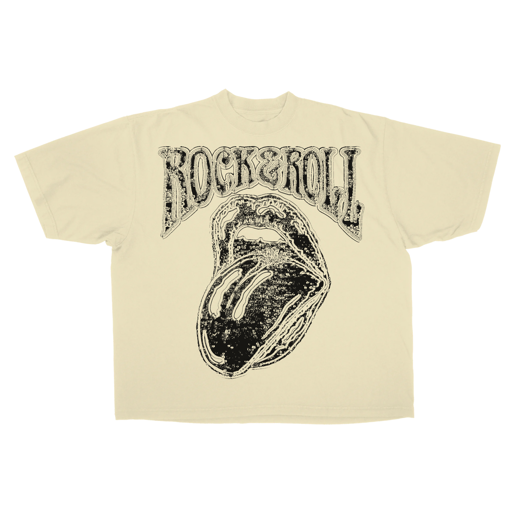 Rock & Roll Drop Tee - Cream - Front