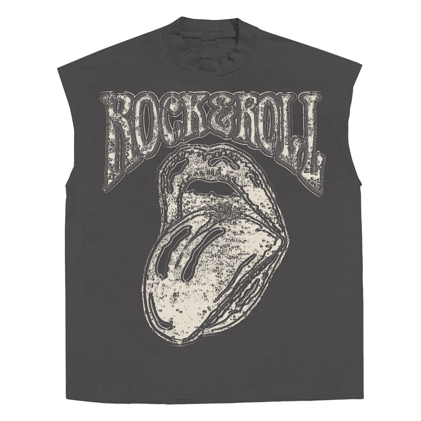 Rock & Roll Sleeveless Tee - Grey - Front