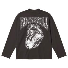 Rock & Roll Baggy L/S Tee - Off Black - Front