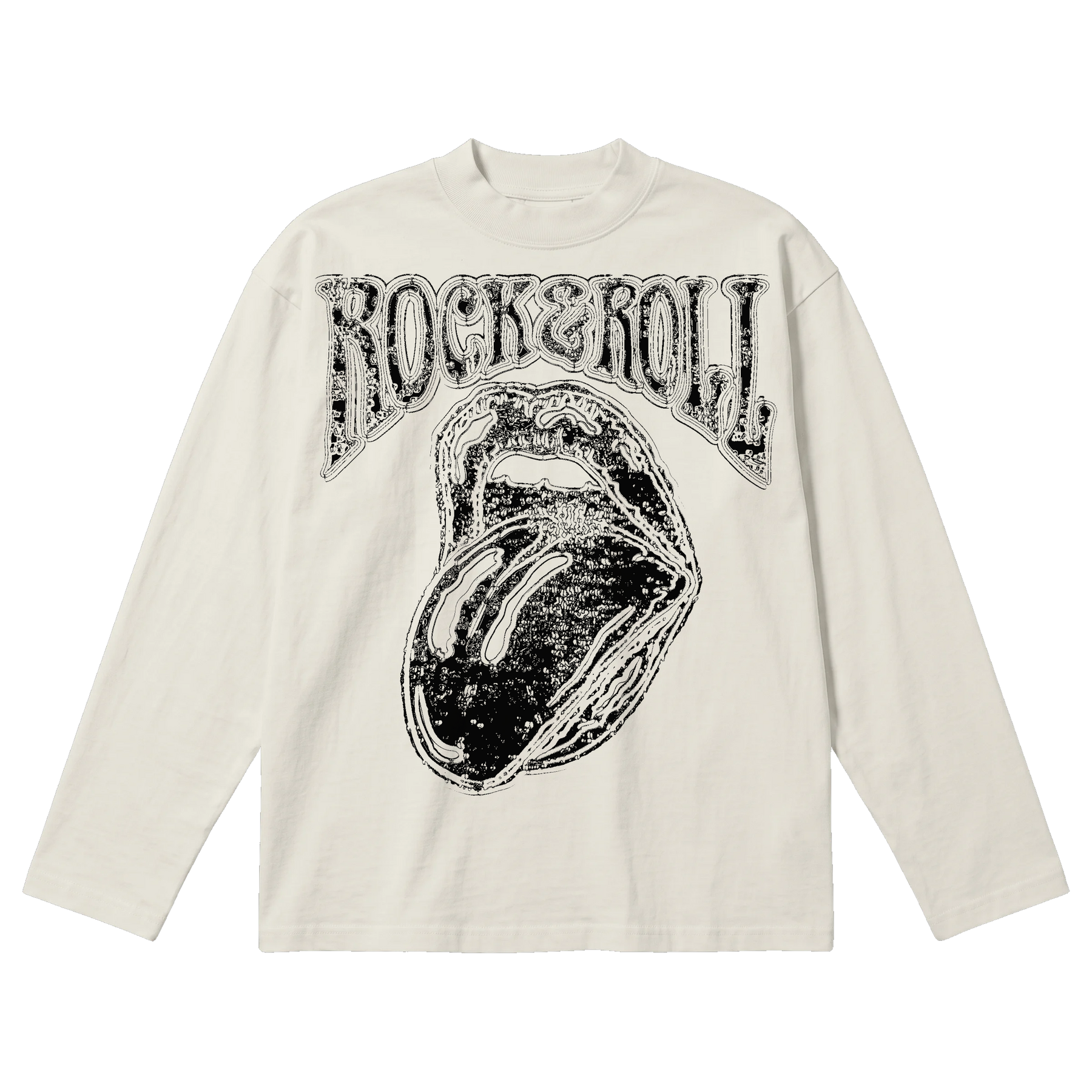 Rock & Roll Baggy L/S Tee - Off White - Front